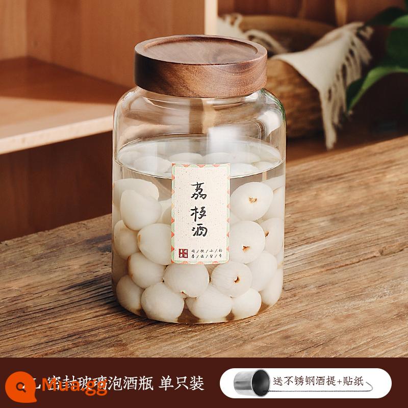 Chai rượu mận xanh chai rỗng rượu bong bóng chai thủy tinh đặc biệt rượu trái cây kín rượu vang đỏ rượu vang bao bì phụ hộp đựng rượu chai nhỏ - Chai rượu ngâm nắp gỗ keo 2L [Thu mua để được nhận rượu]