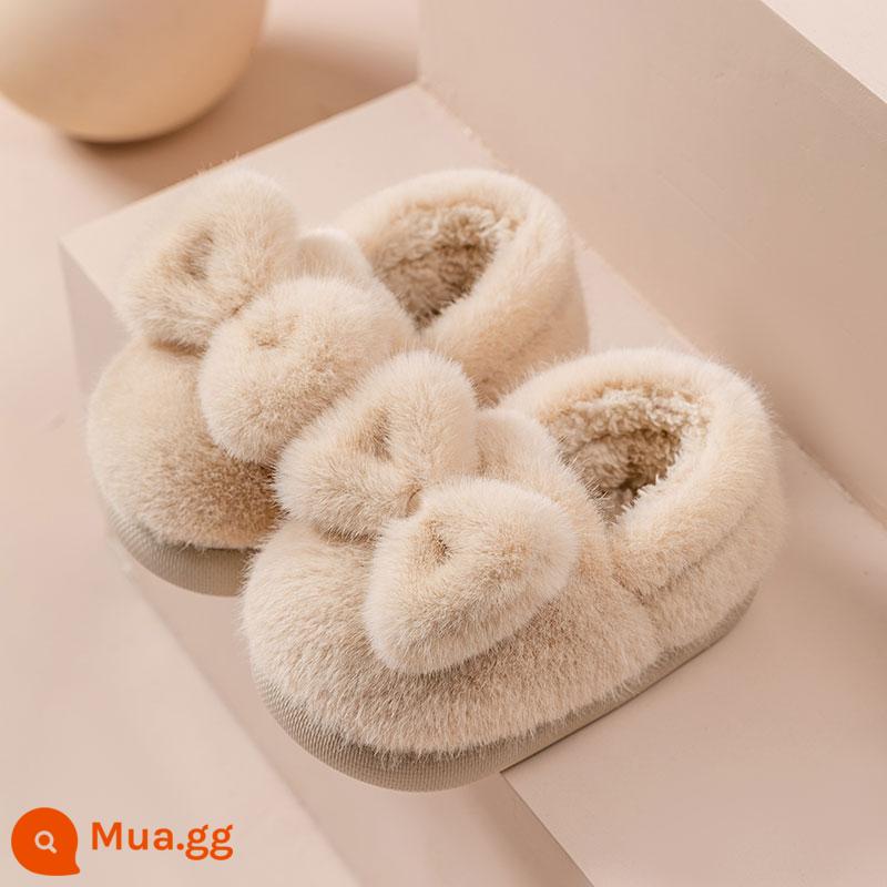 Túi đựng dép bông cho bé trai và bé gái trong nhà mùa đông giày cotton ấm áp chống trượt cho bé cỡ trung và lớn Dép lông thú cha mẹ và con cái - nơ lạc đà