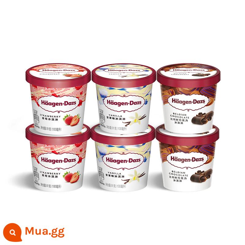 [Chuỗi cửa hàng lạnh SF] Kem Haagen-Dazs gói sáu cốc Kem sô cô la dâu tây cổ điển - [Hương dâu*2+Hương vani*2+Hương sô cô la Bỉ*2](486g)