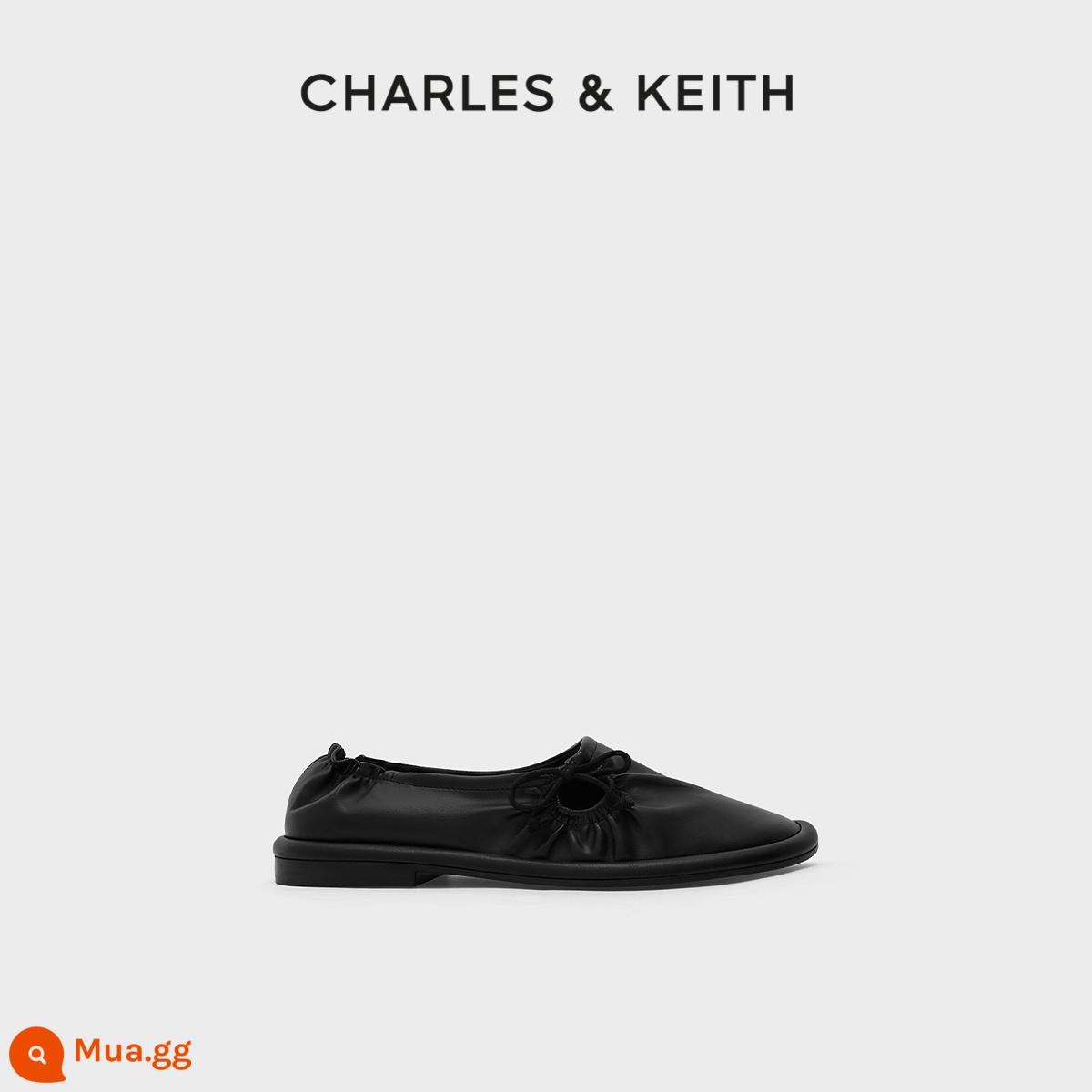 Giày nữ CHARLES&KEITH thu đông CK1-70900328 giày nữ xếp ly nơ trang trí gót thấp - đen đen