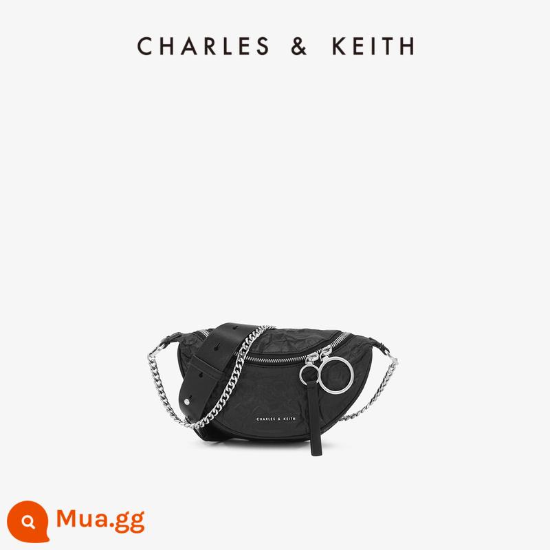 Túi xách nữ CHARLES&KEITH xuân hè CK2-80150844 trang trí vòng túi đeo vai di động túi thắt lưng nữ - đen đen