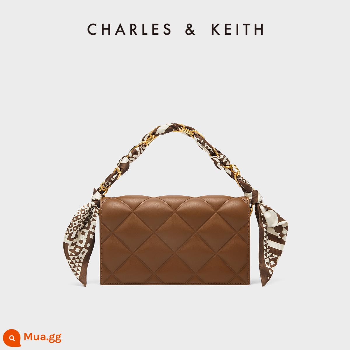 Món quà ngày của mẹ CHARLES&KEITH mới CK2-70770588 khăn lụa dây chuyền kim cương túi vuông nhỏ nữ - Sô cô la