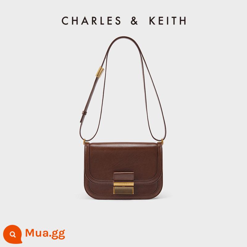 CHARLES&KEITH CK2-80781400 khóa kim loại Túi đậu phụ Charlot Túi Messenger túi sát nách nữ - CK2-80781400Nâu đậm nâu đậm