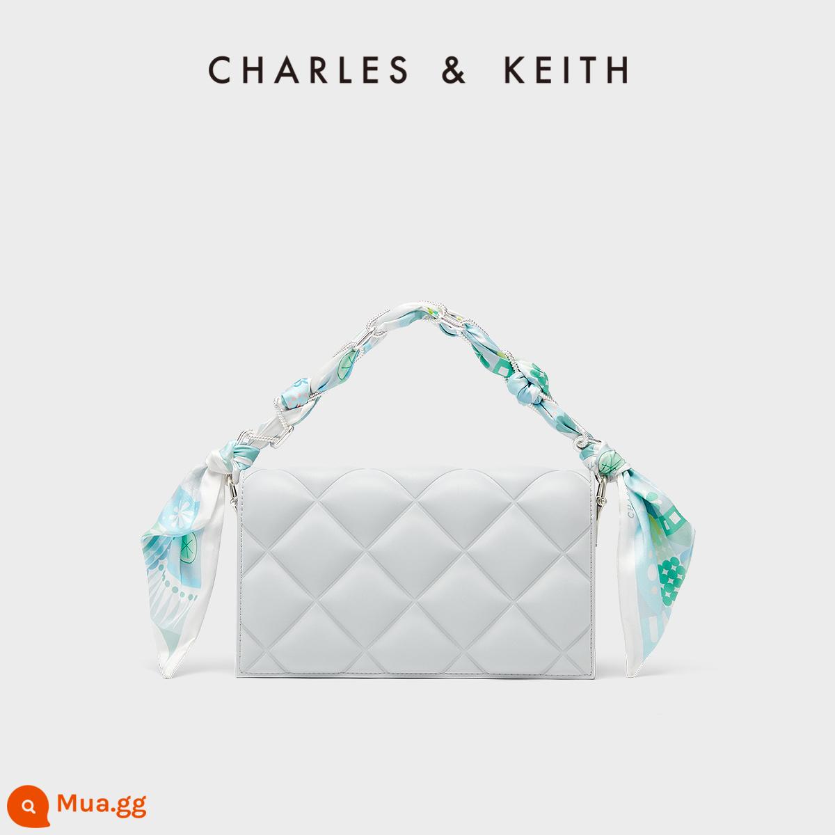 Món quà ngày của mẹ CHARLES&KEITH mới CK2-70770588 khăn lụa dây chuyền kim cương túi vuông nhỏ nữ - Xám NhạtXám Nhạt