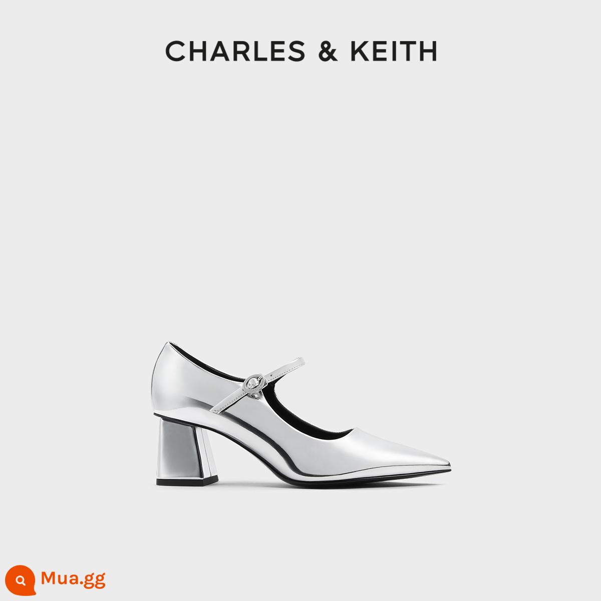 Giày nữ mùa xuân CHARLES&KEITH CK1-61720163 Giày cao gót một mảnh Mary Jane mũi nhọn thời trang - Bạcbạc