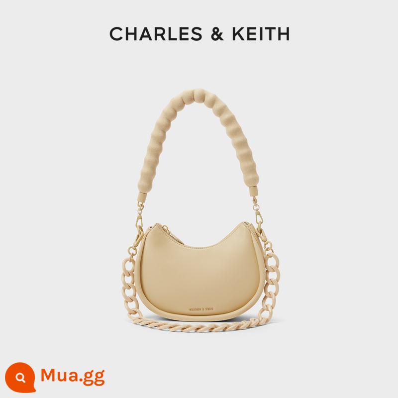 CHARLES&KEITH thu đông mới CK2-20781846 túi sát nách dây xích giả tưởng túi lưỡi liềm - Be