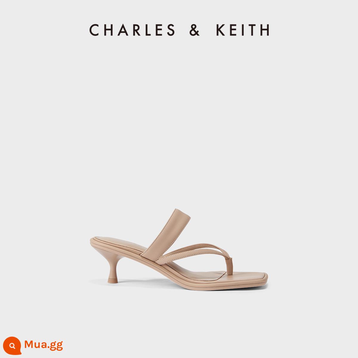 CHARLES&KEITH23 xuân hè mới CK1-61720134 trang trí kim loại giày Muller gót nhọn dày nữ - CK1-60580267Màu be be