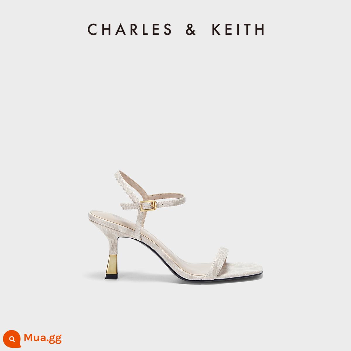 CHARLES&KEITH23 xuân hè mới CK1-61720134 trang trí kim loại giày Muller gót nhọn dày nữ - CK1-60580244In hình động vật màu trắng