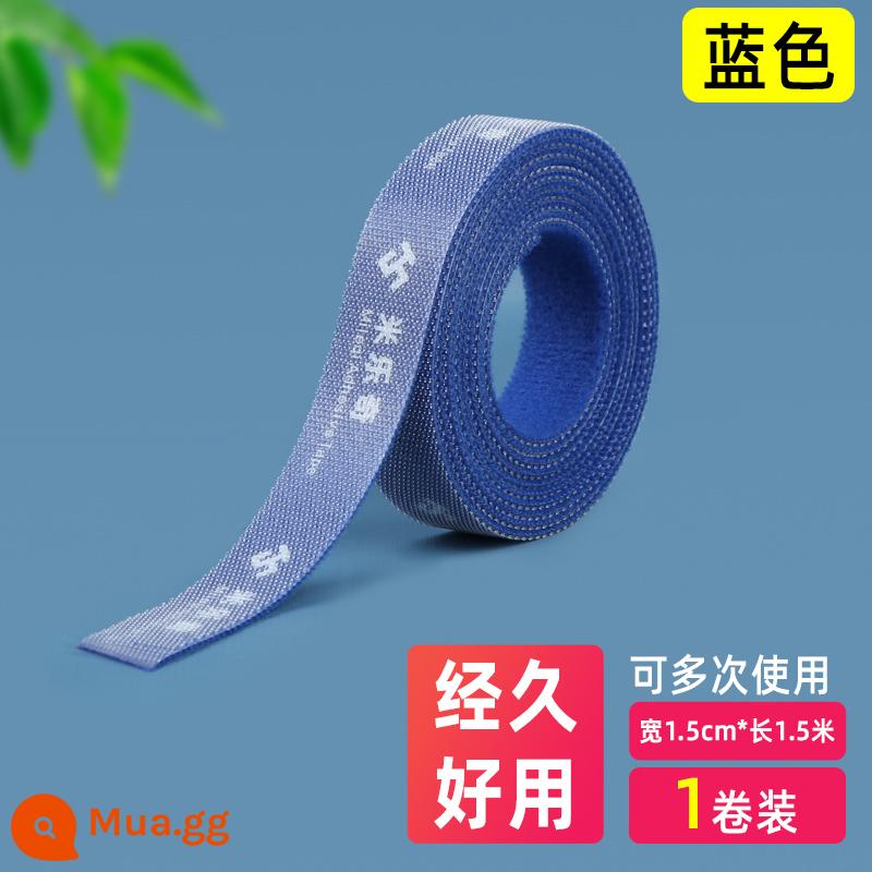 Thắt dây cáp khóa lỏng tự dính Velcro bó dây lưu trữ dây đeo cố định dây cáp tổ chức màu đen dây cáp - Màu xanh rộng 1.5cm*dài 1.5m (1 cuộn)