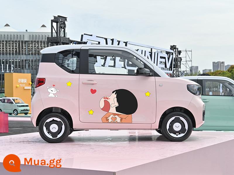 Wuling Hongguang miniev xe ô tô mini crayon nhỏ mới dán thế hệ thứ hai macarons phim hoạt hình dán trang trí cơ thể - Hai bên thân của Crayon Shin-chan Model A