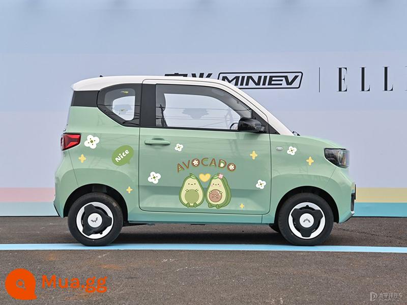 Wuling Hongguang miniev xe ô tô mini crayon nhỏ mới dán thế hệ thứ hai macarons phim hoạt hình dán trang trí cơ thể - Hai bên thân mẫu Small Fruit N