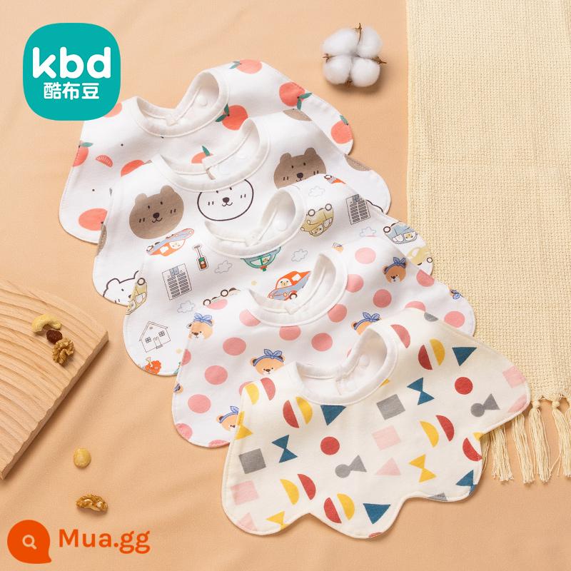 Khăn nước bọt hình chữ U bé trai yếm bé lớp một cotton nguyên chất mùa đông sơ sinh chống thấm sữa yếm yếm thu đông - Hình chữ U 5 gói [quần áo mùa đông không thấm nước không ướt] màu F