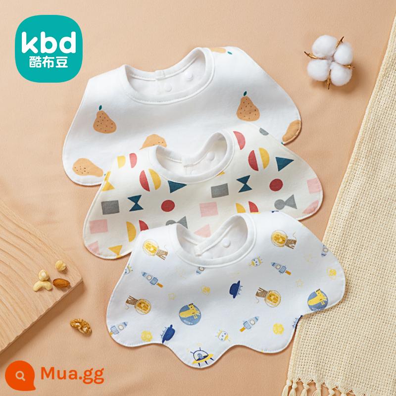 Khăn nước bọt hình chữ U bé trai yếm bé lớp một cotton nguyên chất mùa đông sơ sinh chống thấm sữa yếm yếm thu đông - Bộ 3 hình chữ U [quần áo mùa đông không thấm nước không ướt] màu B