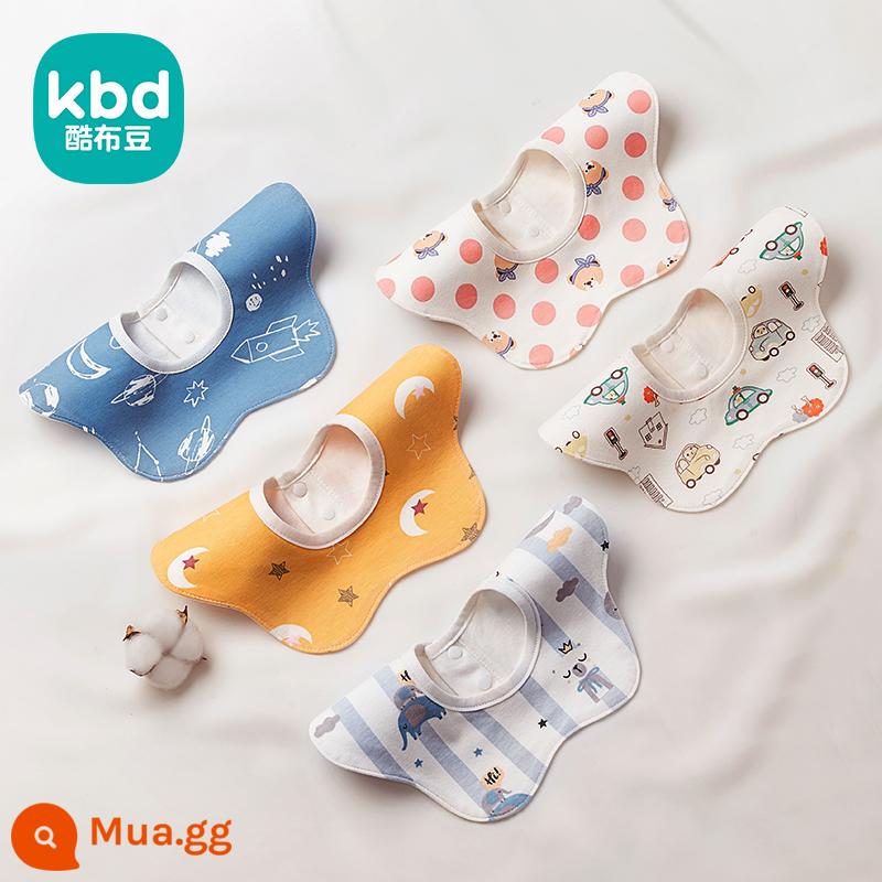 Khăn nước bọt hình chữ U bé trai yếm bé lớp một cotton nguyên chất mùa đông sơ sinh chống thấm sữa yếm yếm thu đông - Bộ 5 món xoay 360° [quần áo mùa đông không thấm nước không ướt] màu C