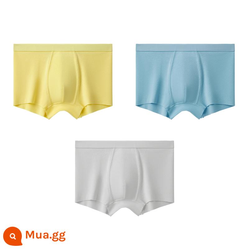 Có 1 cây Quần lót trẻ em loại C bé trai cotton đáy quần modal 4 góc 4 góc quần đùi bé lớn không kẹp mông - Màu vàng nhạt + gỗ + màu xám nhạt