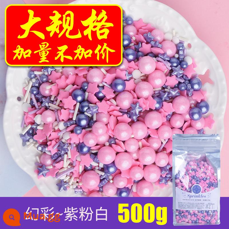 [500g Symphony] fc phương pháp khai thác bánh nướng trang trí hạt đường ăn được trân châu đường bánh sinh nhật đường kho báu sữa nóng - Symphony Tím Hồng Trắng 500g [Không tăng giá khi mua số lượng lớn]