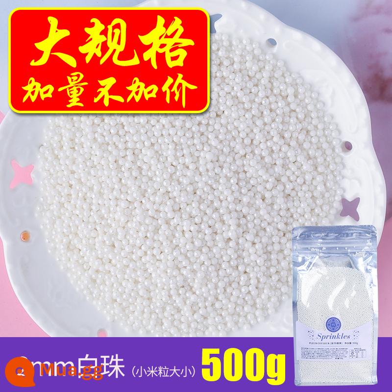 [500g Symphony] fc phương pháp khai thác bánh nướng trang trí hạt đường ăn được trân châu đường bánh sinh nhật đường kho báu sữa nóng - 2mm trắng 500g [không tính thêm giá khi mua thêm số lượng]