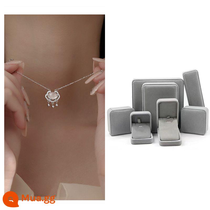 S999 sterling silver wishful khóa an toàn vòng cổ ánh sáng sang trọng niche trắng chalcedony tuổi thọ khóa cho bạn gái món quà sinh nhật cô gái - [Bạc S925] Dây chuyền khóa hòa bình★Hộp quà tinh tế