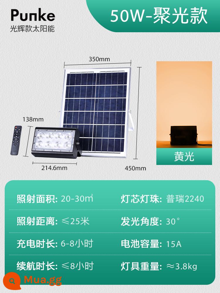 Năng lượng mặt trời độ sáng cao phong cảnh đèn cây biệt thự ngoài trời cửa vườn đèn chống nước trang trí hàng rào đèn sân - [Phiên bản đặc] Đèn vàng 50w