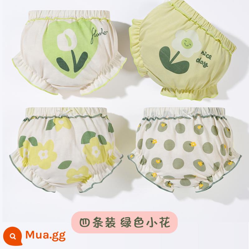 Đồ lót trẻ em nữ quần đùi cotton bé tập 0-5 tuổi 1 quần 2 quần bánh mì 3 quần mỏng 4 quần 4 trẻ em - Quần bánh mì 4 gói hoa xanh