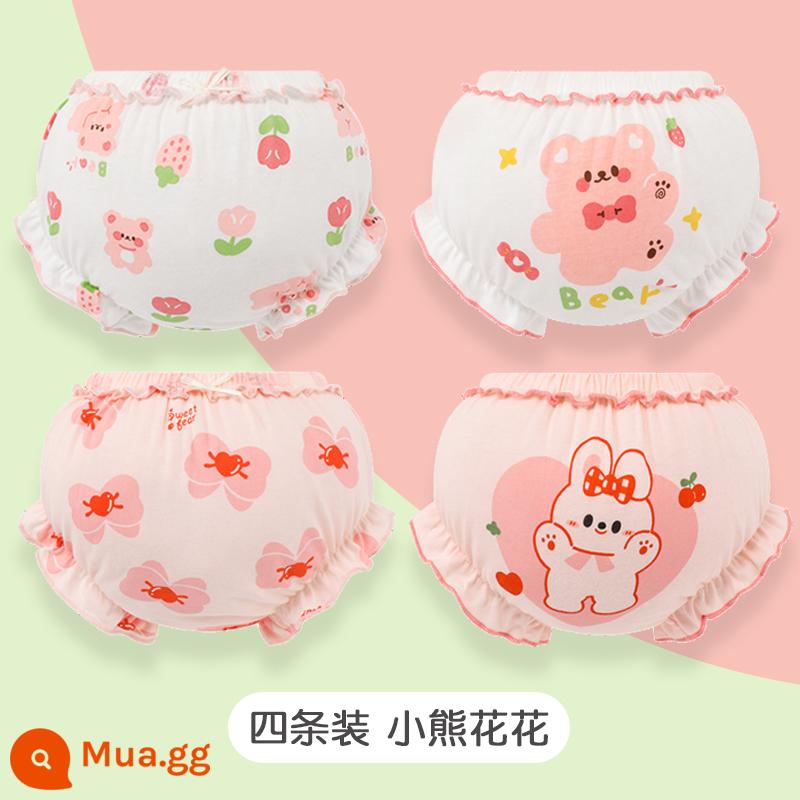 Đồ lót trẻ em nữ quần đùi cotton bé tập 0-5 tuổi 1 quần 2 quần bánh mì 3 quần mỏng 4 quần 4 trẻ em - 4 gói quần bánh mì-Gấu Nhỏ Huahua