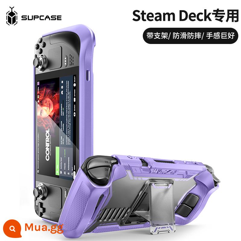 SUPCASE mumba thích hợp làm vỏ bảo vệ máy chơi game Steam Deck có giá đỡ bằng tpu mềm chống trượt và chống mồ hôi Vỏ bảo vệ máy chủ Valve tích hợp vỏ silicon chống rơi vỏ chống sốc cho thiết bị cầm tay - Phiên bản OLED phổ thông mẫu mecha [Hibiscus Purple] - có chân đế