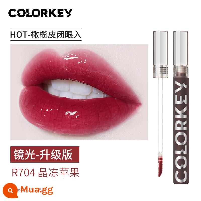 Colorkey Kelaqi gương nhỏ màu đen son men nữ son bóng son bóng son môi chính thức hàng đầu cửa hàng chính hãng gương nước ánh sáng - R704 Táo đông lạnh dạng pha lê