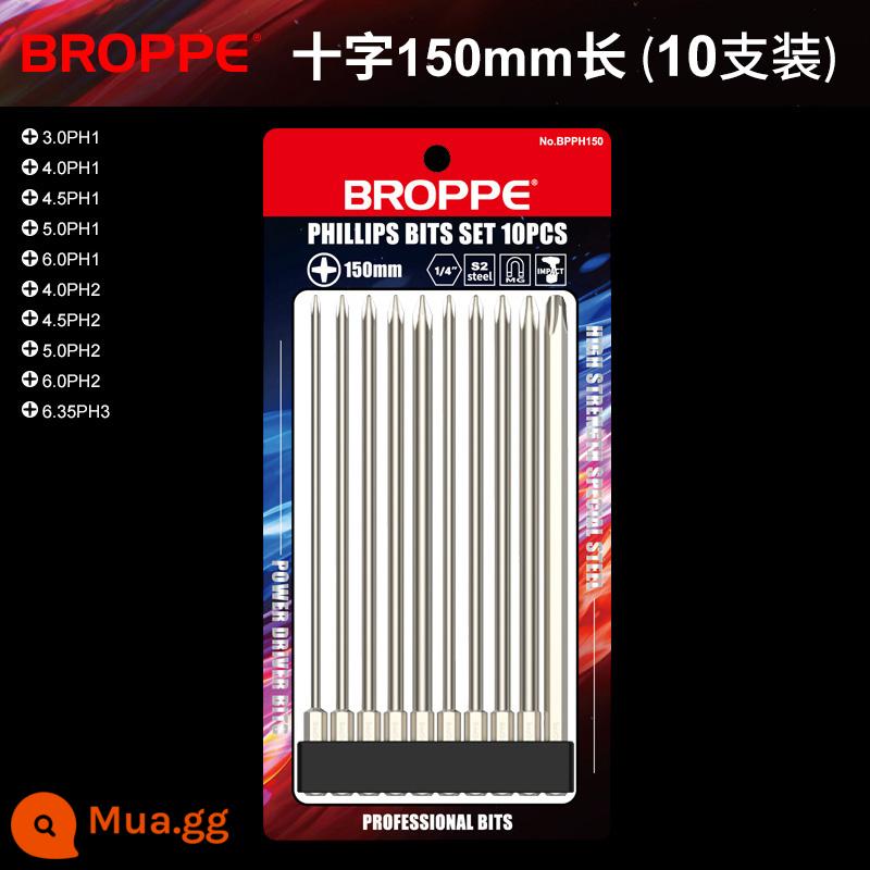 BROPPE mở rộng chéo bit máy khoan điện máy khoan điện đầu mịn S2 độ cứng cao và bộ nam châm mạnh - Đường chéo 150mm (gói 10)