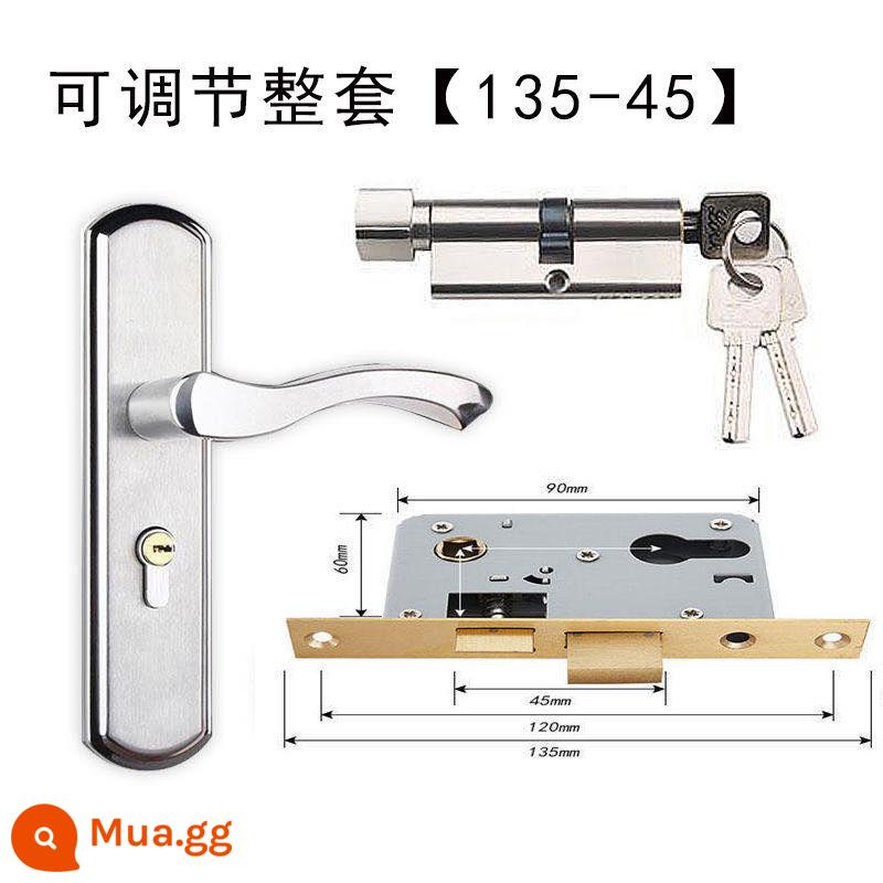 Khóa cửa phòng ngủ, phòng hộ gia đình, có lỗ điều chỉnh, không cần sửa đổi, inox, phòng im lặng, khóa cửa gỗ cổ điển đa năng - Bộ hoàn chỉnh có thể điều chỉnh loại A [thân khóa 135-45]