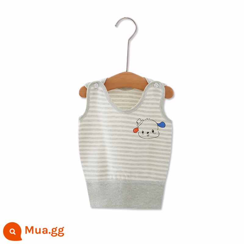 Áo bảo vệ bụng bé, áo mùa thu đông cotton nguyên chất mùa xuân và mùa thu cho bé, nam và nữ, đồ lót cho trẻ sơ sinh, phong cách mùa đông cho trẻ sơ sinh và trẻ mới biết đi - Sọc xanh một lớp