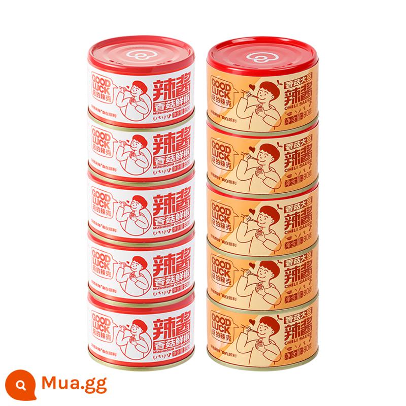 Sốt tiêu tươi nấm cay gram đóng hộp 10 lon - 5 lon nấm hương tương ớt tươi + 5 lon nấm hương tương ớt