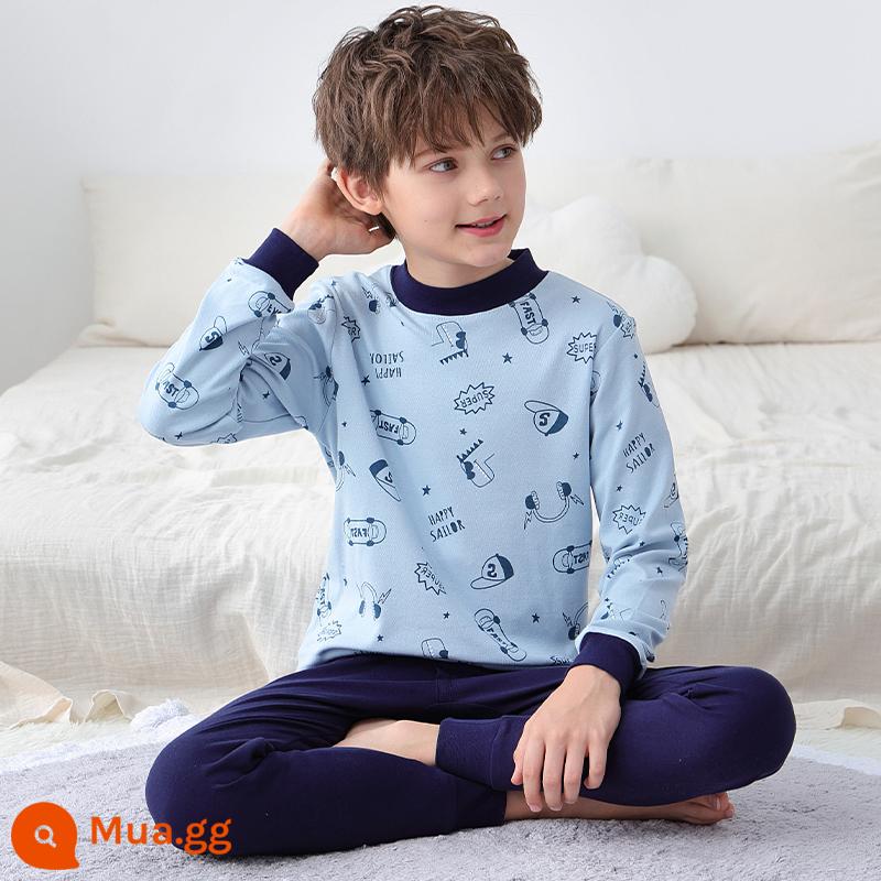 Mèo người đồ lót trẻ em bé trai quần áo mùa thu vệ sinh quần phù hợp với bé trai cotton nguyên chất trung và lớn đồ ngủ trẻ em cotton áo len bông bé - 69 kiểu [áo nửa cổ]