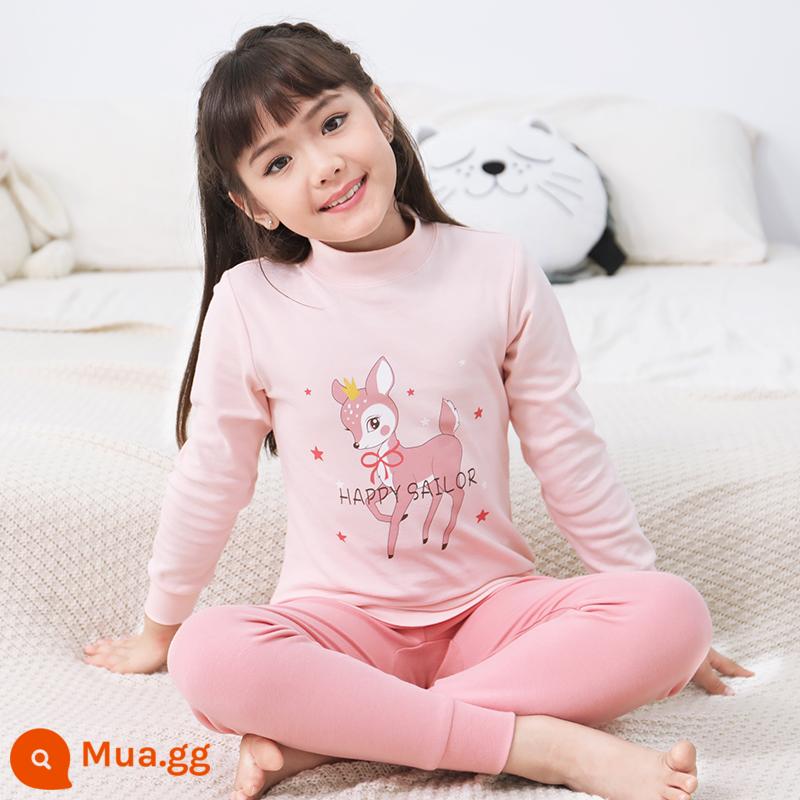 Bộ quần áo mùa thu và quần vệ sinh cho bé gái, đồ lót trẻ em bằng cotton nguyên chất, áo len cotton lớn cho trẻ em, lót bông, quần áo vệ sinh, quần vệ sinh, loại cơ bản A - Kiểu 708 [Cổ áo trung tâm]