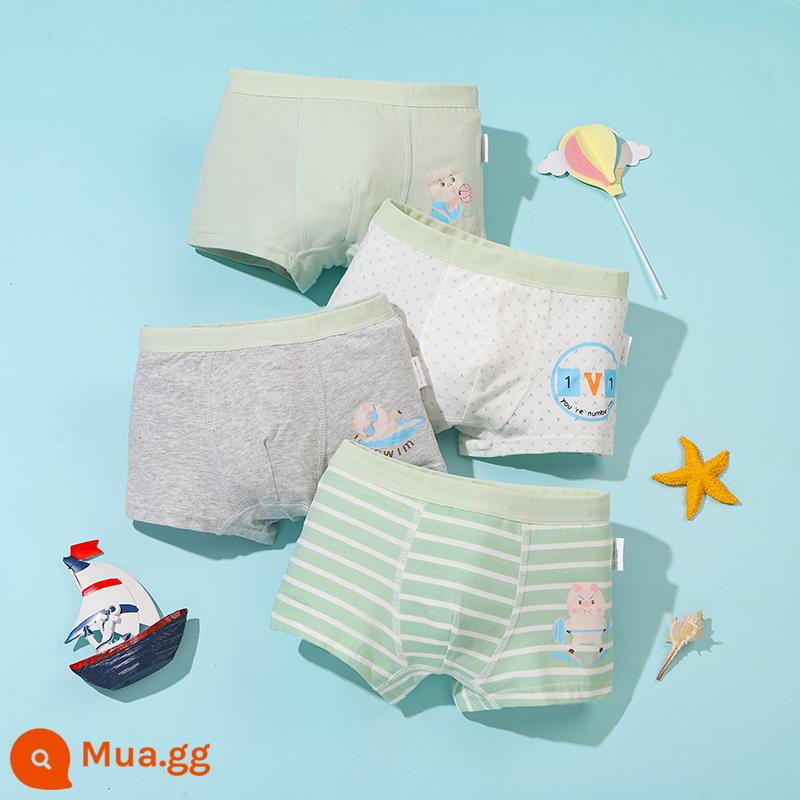 Mèo Người Quần Lót Trẻ Em Bé Trai Cotton Trung Và Lớn Trẻ Em Quần Boxer Bé Trai Thiếu Niên Sinh Viên Quần Lót Boxer Cotton - con lợn nghịch ngợm