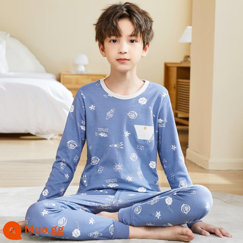 Mèo người đồ lót trẻ em bé trai quần áo mùa thu vệ sinh quần phù hợp với bé trai cotton nguyên chất trung và lớn đồ ngủ trẻ em cotton áo len bông bé - Kiểu 09 [Cổ tròn]