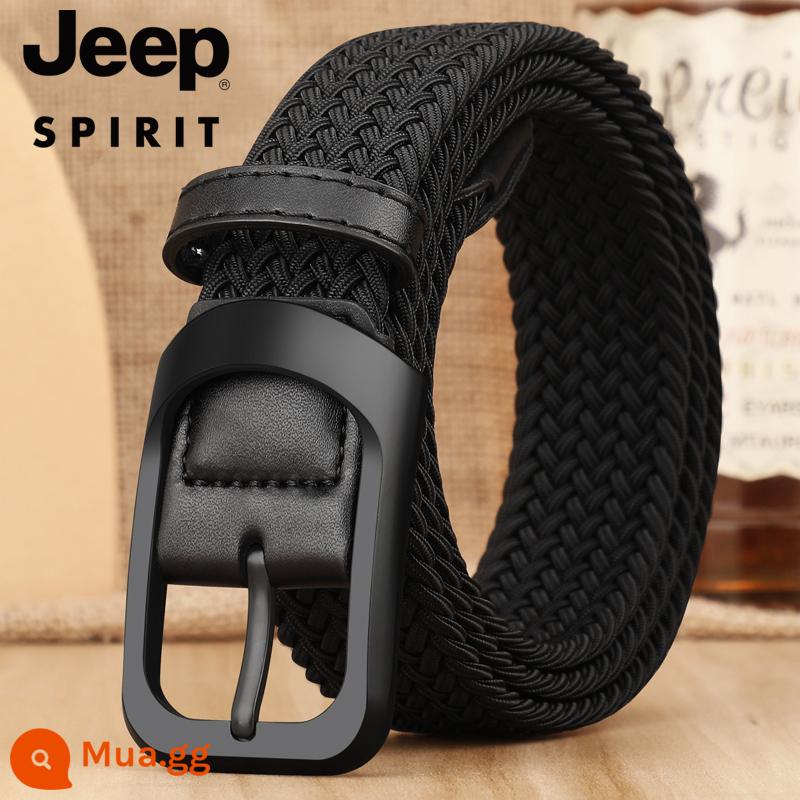 Jeep Jeep Chiến Thuật Mùa Hè Thun Dệt Đấm Lỗ Thắt Lưng Nam Triều Thun Vải Bố Thun Thắt Lưng Triều - Phong cách một khóa màu đen màu đen