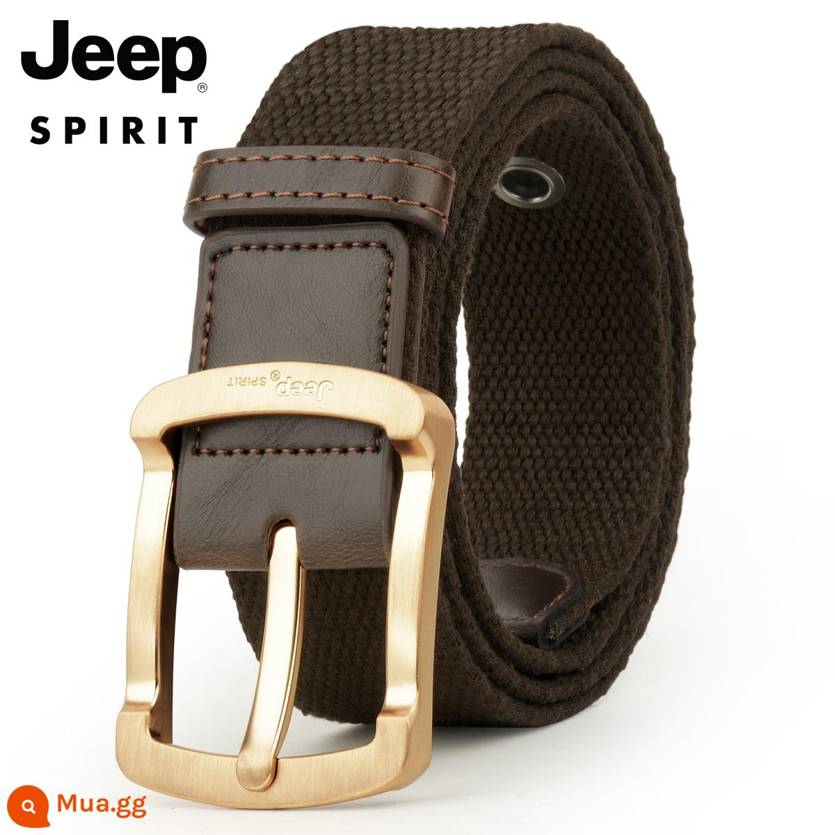 Xe JEEP Thương Hiệu Mỹ Khóa Pin Vải Bố Unisex Tất Cả Trận Đấu Cổ Dây Hợp Thời Trang Vải Quần Jean Thắt Lưng - Vành đai cà phê phong cách