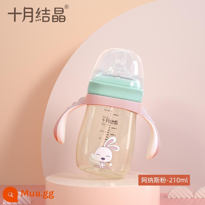 Bình sữa pha lê cho trẻ sơ sinh tháng 10 Bình sữa ppsu cỡ lớn 90ml chống rơi và chống đầy hơi bình sữa cho bé - 210ML màu hồng