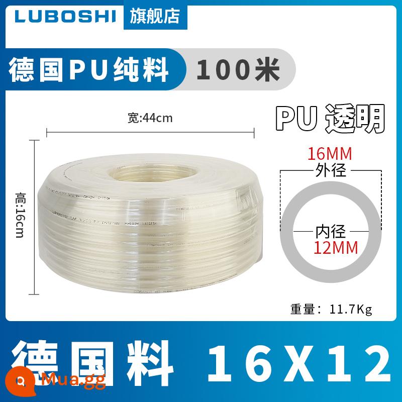 pu khí quản 8mm ống 10mm máy nén khí khí nén máy bơm không khí nén khí quản áp suất cao ống ống khí quản trong suốt 12m - 100 mét chất liệu PU16X12 của Đức xuyên suốt