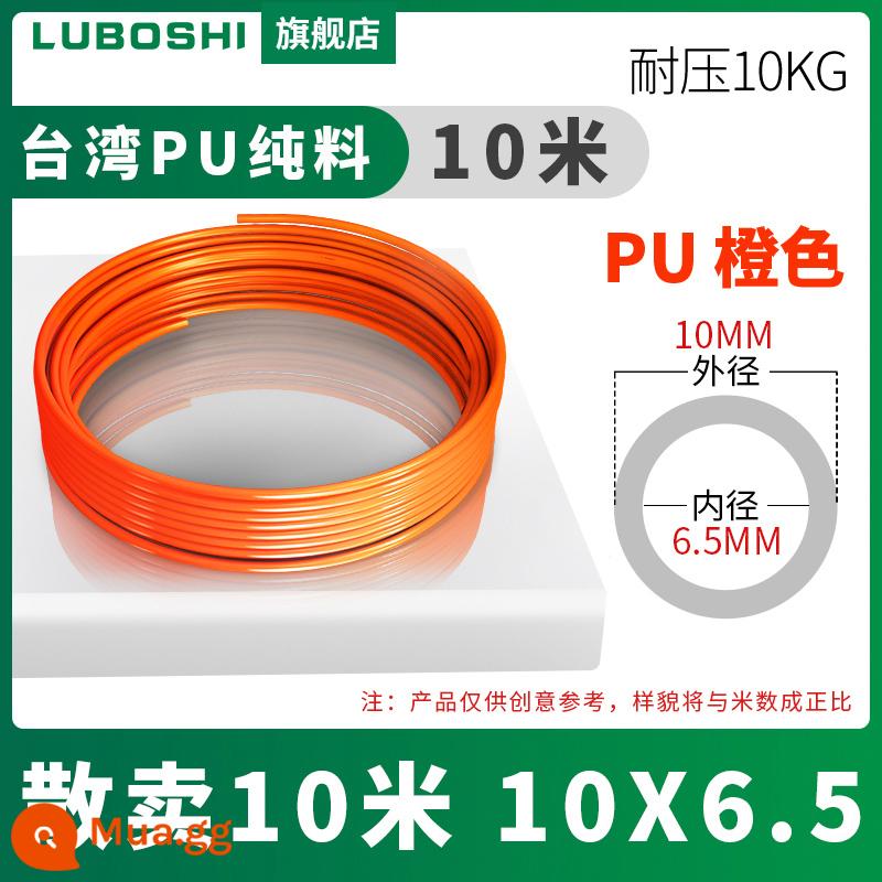 pu khí quản 8mm ống 10mm máy nén khí khí nén máy bơm không khí nén khí quản áp suất cao ống ống khí quản trong suốt 12m - Cam 10*6.5-10 mét [Chất liệu Đài Loan]