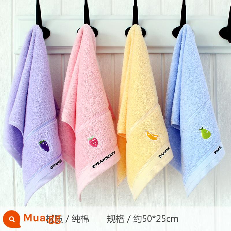 Khăn trẻ em Jie Liya cotton nguyên chất rửa mặt nam nữ cotton trẻ em đặc biệt tắm mềm thấm hút nha - 3113 cam, hồng, xanh, tím mỗi thứ 1 chiếc (4 khăn trẻ em)