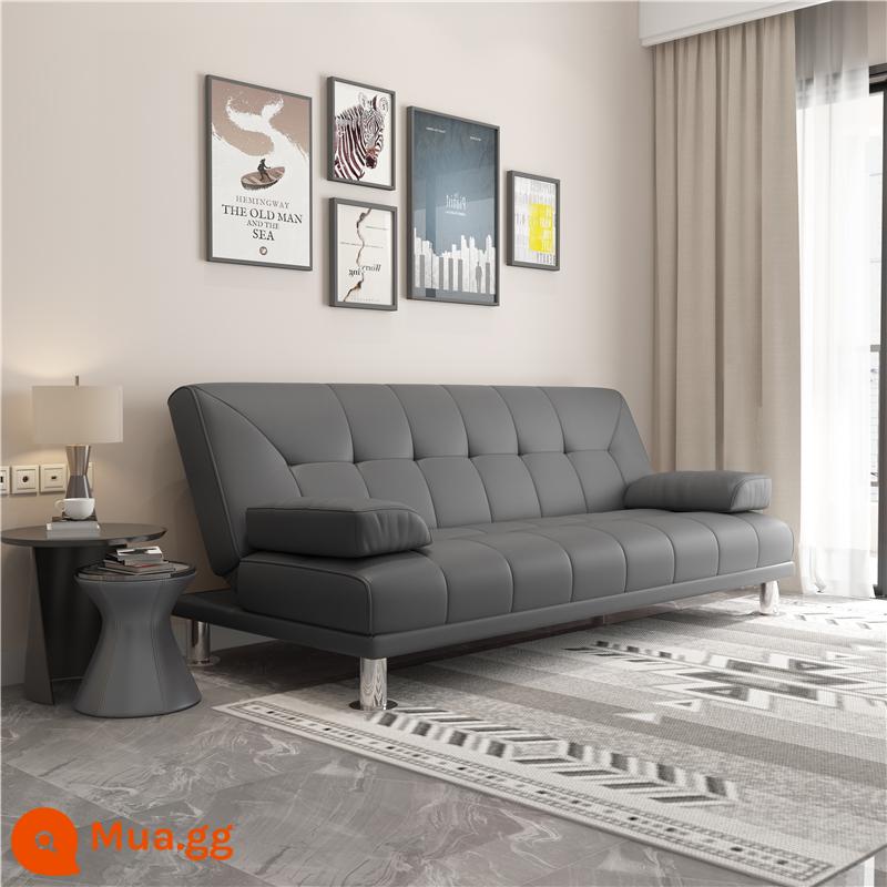 Giường sofa đa năng có thể gập lại căn hộ nhỏ sofa đa chức năng văn phòng tối giản hiện đại nền kinh tế da nghệ thuật ba người màu đen - [Phiên bản cổ điển] 1,8 mét (màu xám trang nhã)