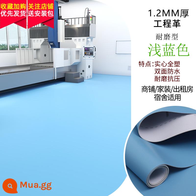 Nguyên chất màu xanh lá cây sàn nhựa PVC sàn da miếng dán dày chịu mài mòn sàn xi măng cửa hàng trực tiếp nhà máy xưởng sàn thảm nhựa - Màu xanh nhạt dày 1.2mm 1 cái = 1 mét vuông