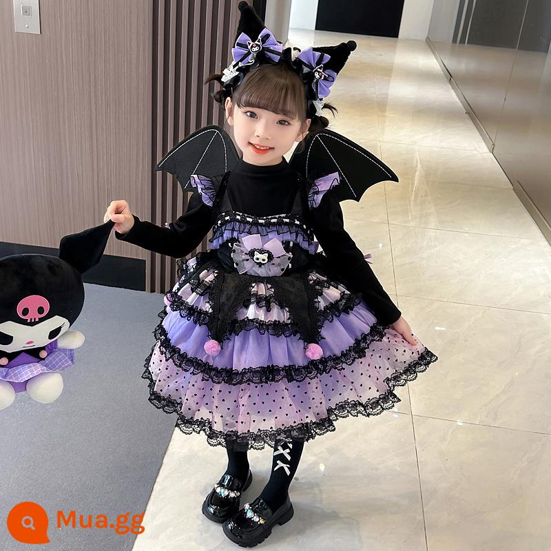 Kuromi Quần Áo Bé Gái Halloween Quần Áo Trẻ Em Áo lolita Váy Công Chúa Sinh Nhật Váy Thu Đông - Váy hai dây + áo len TGW Kuromi