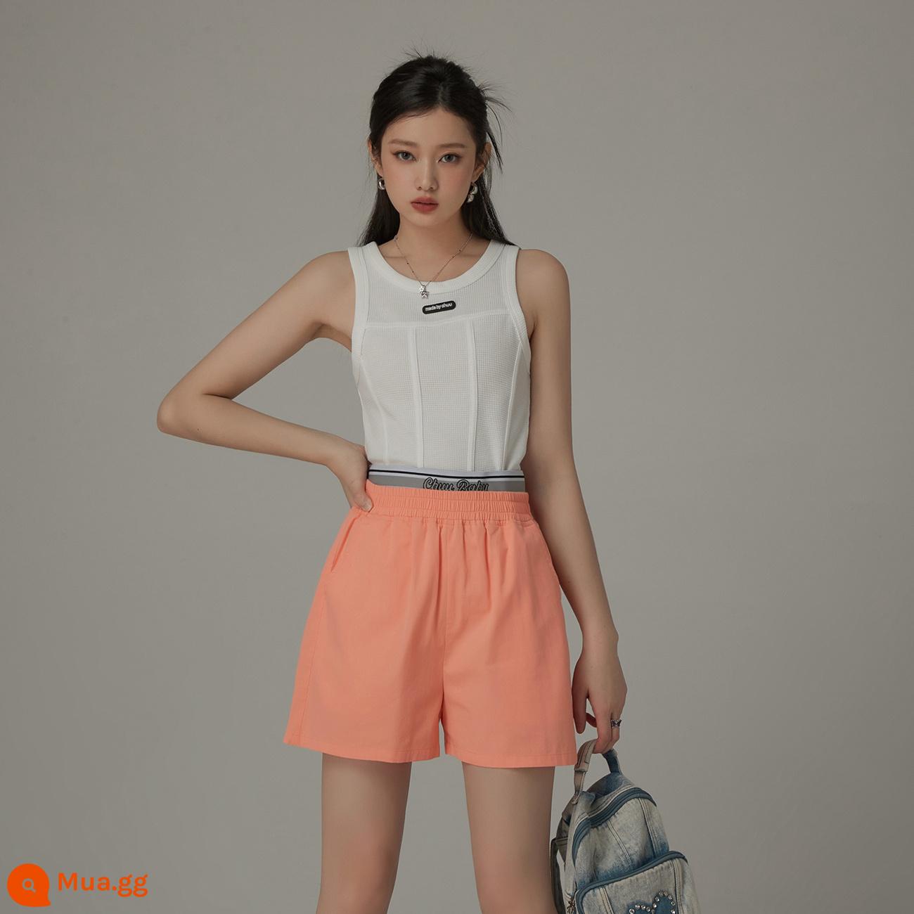 CHUU hot girl vest nhỏ nữ xuân hè 2023 sản phẩm mới phần ngắn phối màu dáng ôm vừa vặn sang trọng dây treo hình chữ I - Phiên bản xương cá trắng