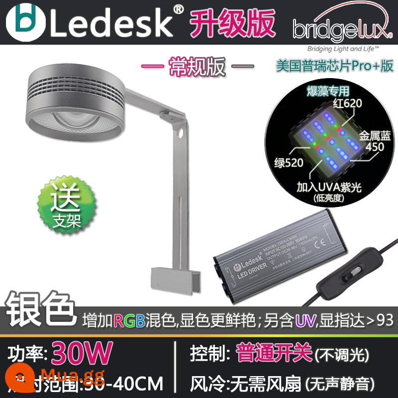 Đèn LED bể sinh thái nguyên bản Ledi, đèn rêu cá vàng phát nổ tảo, đèn bể cá toàn phổ Sanhu, giá đỡ miễn phí - Đèn sinh thái nguyên bản màu bạc 30W (không thể điều chỉnh độ sáng)