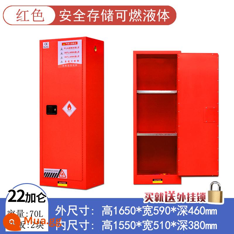 Tủ chống cháy nổ công nghiệp tủ an toàn hóa chất dễ cháy Tủ 4/45 gallon phòng thí nghiệm chai đơn tất cả tủ xi lanh khí bằng thép - 22 gallon dày hai lớp (màu đỏ)