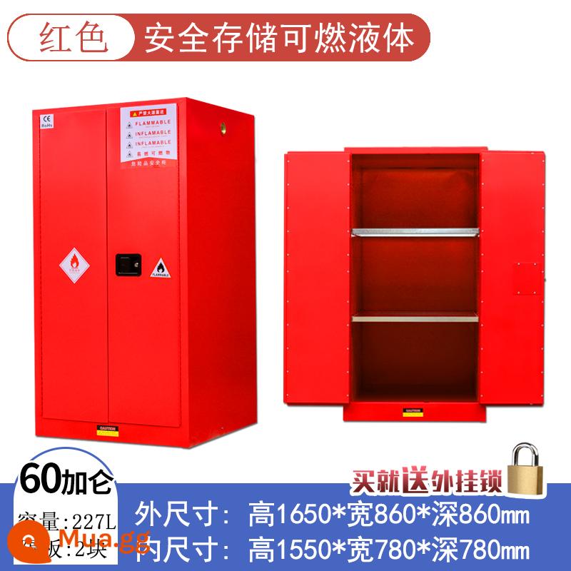 Tủ chống cháy nổ công nghiệp tủ an toàn hóa chất dễ cháy Tủ 4/45 gallon phòng thí nghiệm chai đơn tất cả tủ xi lanh khí bằng thép - Độ dày hai lớp 60 gallon (màu đỏ)