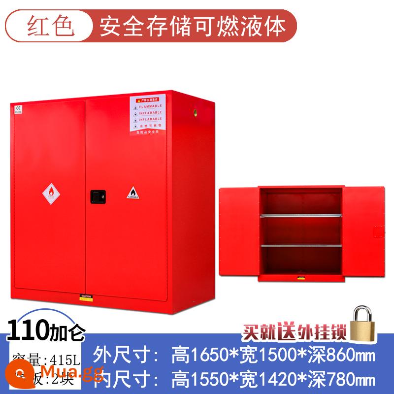 Tủ chống cháy nổ công nghiệp tủ an toàn hóa chất dễ cháy Tủ 4/45 gallon phòng thí nghiệm chai đơn tất cả tủ xi lanh khí bằng thép - Độ dày hai lớp 110 gallon (màu đỏ)