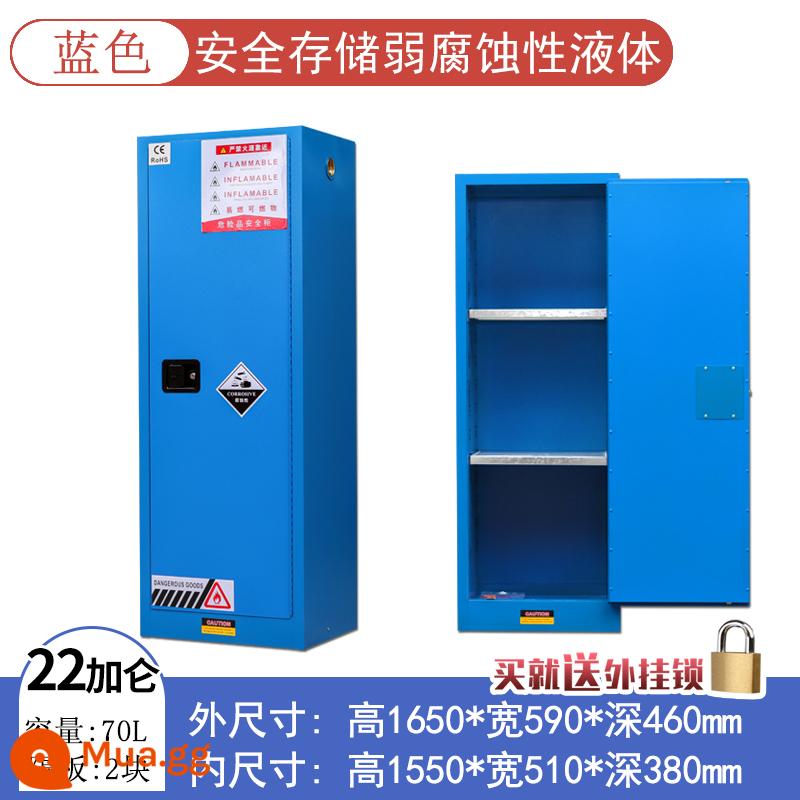 Tủ chống cháy nổ công nghiệp tủ an toàn hóa chất dễ cháy Tủ 4/45 gallon phòng thí nghiệm chai đơn tất cả tủ xi lanh khí bằng thép - 22 gallon dày hai lớp (màu xanh)